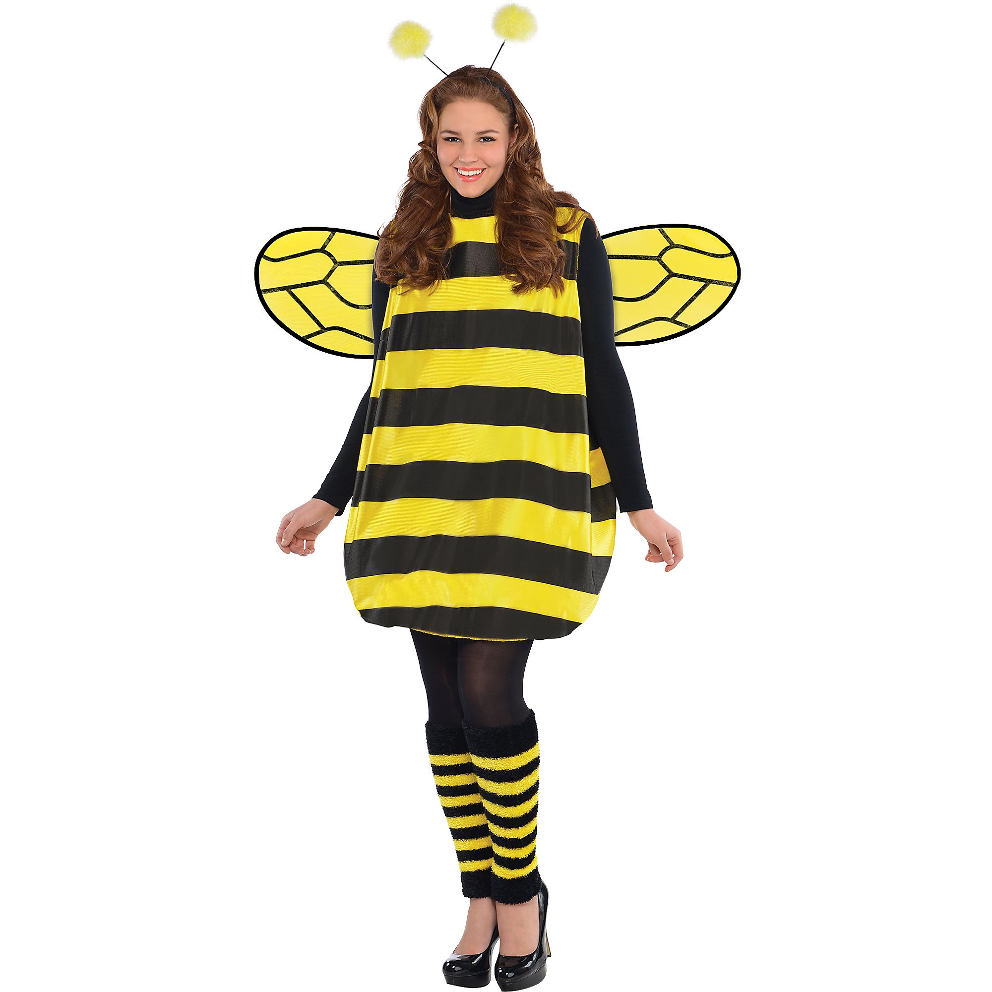 Womans Darling Bee Halloween Costume Plus Size Romper Wings Headband ...