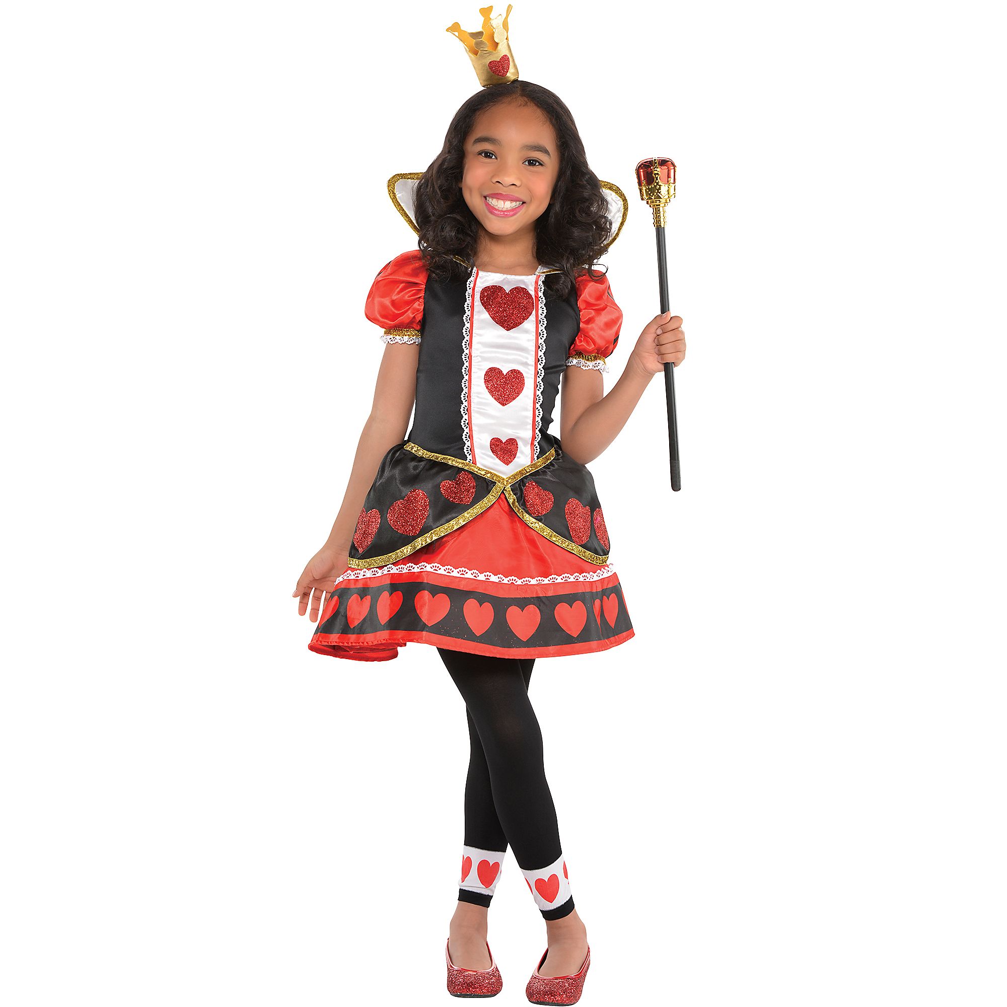 Girls Queen of Hearts Halloween Costume Size Medium Dress Headband ...