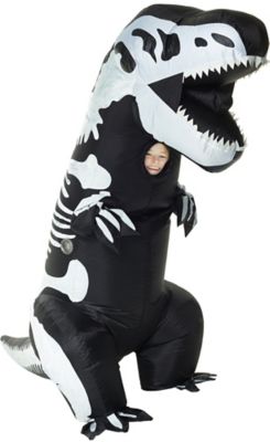 Childrens Kids Inflatable Skeleton T Rex Costume Standard Size Jumpsuit