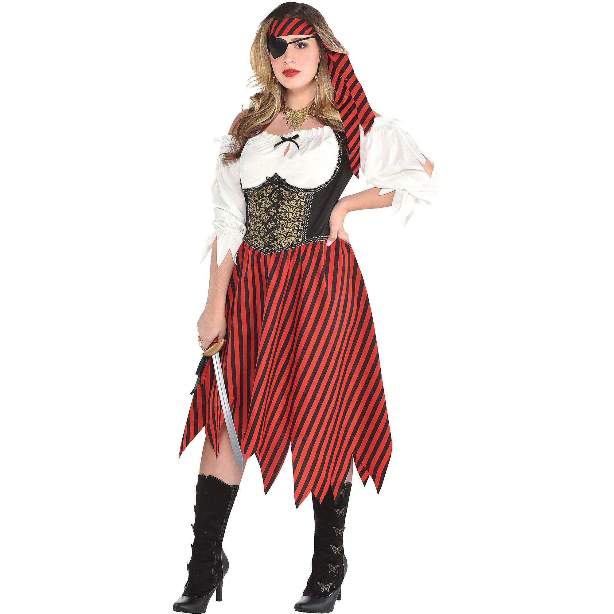 Womens Beauty Pirate Costume Plus Size Dress Halloween Caribbean Theme 5341