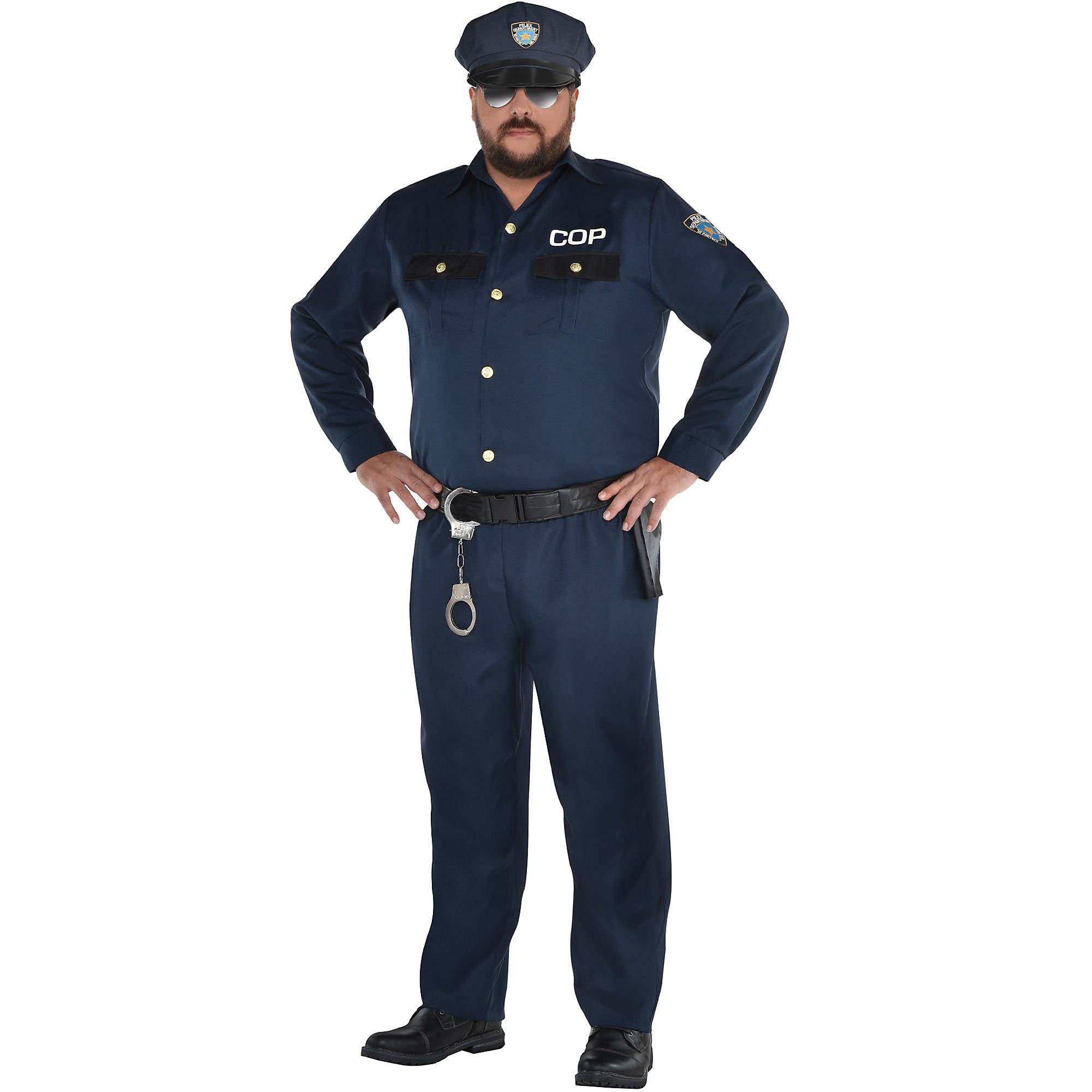 Police Officer Halloween Costume for Men, Plus Size, with Accessories ...