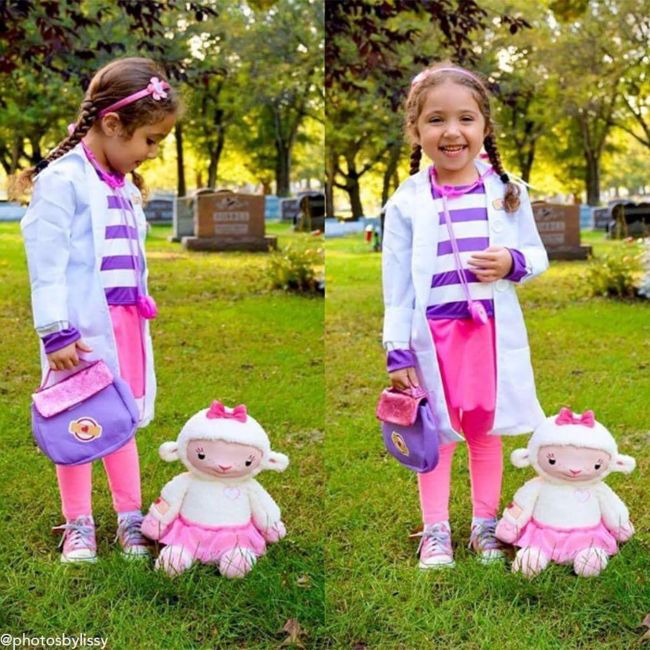 Child with Doc Mcstuffins costume on