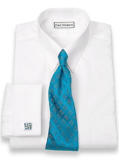 Paul Fredrick Mens Luxury 140s Cotton Tab Collar French Cuff Dress Shirt