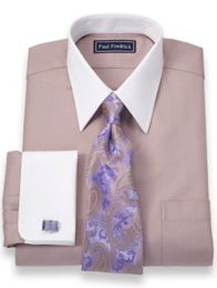 2-Ply Cotton Herringbone Straight Collar French Cuff Dress Shirt from ...