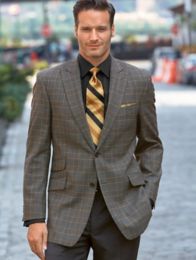 Black with Gold Overbar Plaid Pure Wool Sport Coat from Paul Fredrick ...