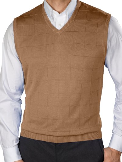 Paul Fredrick Mens Silk Grid Pattern Fine Gauge Short Sleeve V Neck Sweater