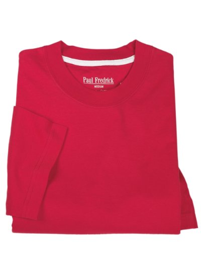 Paul Fredrick Mens Cotton & Silk Short Sleeve Crewneck T Shirt