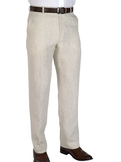 Paul Fredrick Mens 100% Linen Solid Flat Front Pants