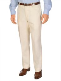 Pure Linen Solid Flat Front Pants | Paul Fredrick