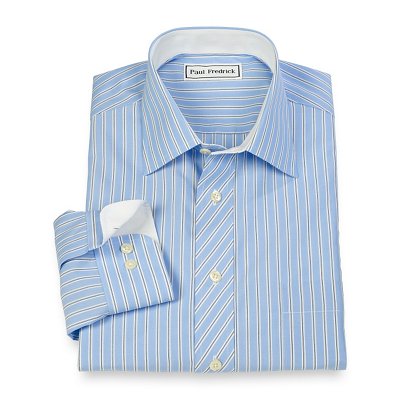 Non-Iron 100% Cotton Stripe Spread Collar Sport Shirt from Paul ...