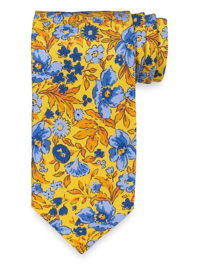 Paul Fredrick Mens Floral Printed Italian Silk Tie
