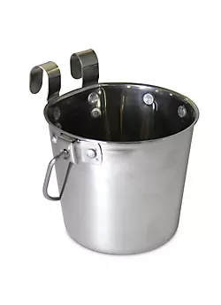 Stainless Steel Flat Sided Pail Dog Kennel Feeder Bowl