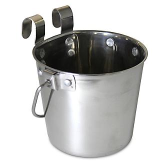 4 Quart Pawesome QT Dog Flat Sided Stainless Steel Bucket with Hooks 