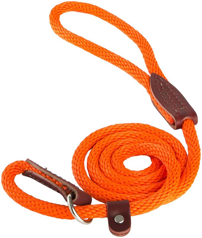 Leather Brothers 3604-5 British Slip Loop Rope Leads for Dogs  Orange - Pack of 3