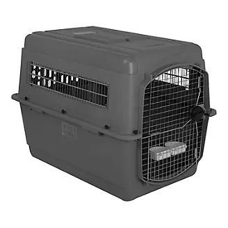 Pet Life 'Capacious' Dual-Sided Expandable Spacious Wire Folding Collapsible  Lightweight Pet Dog Crate Carrier House - Grey