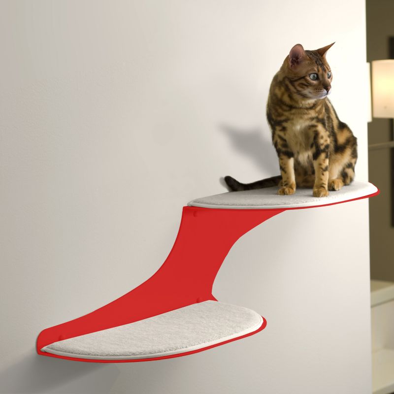 RefinedKind Cat Clouds Red Cat Shelf