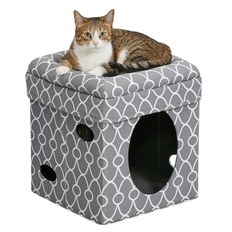 Midwest Curious Cat Cube Gray