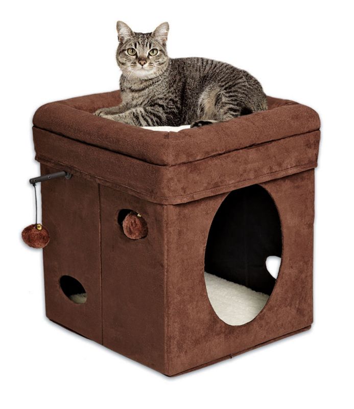 Midwest Curious Cat Cube Brown
