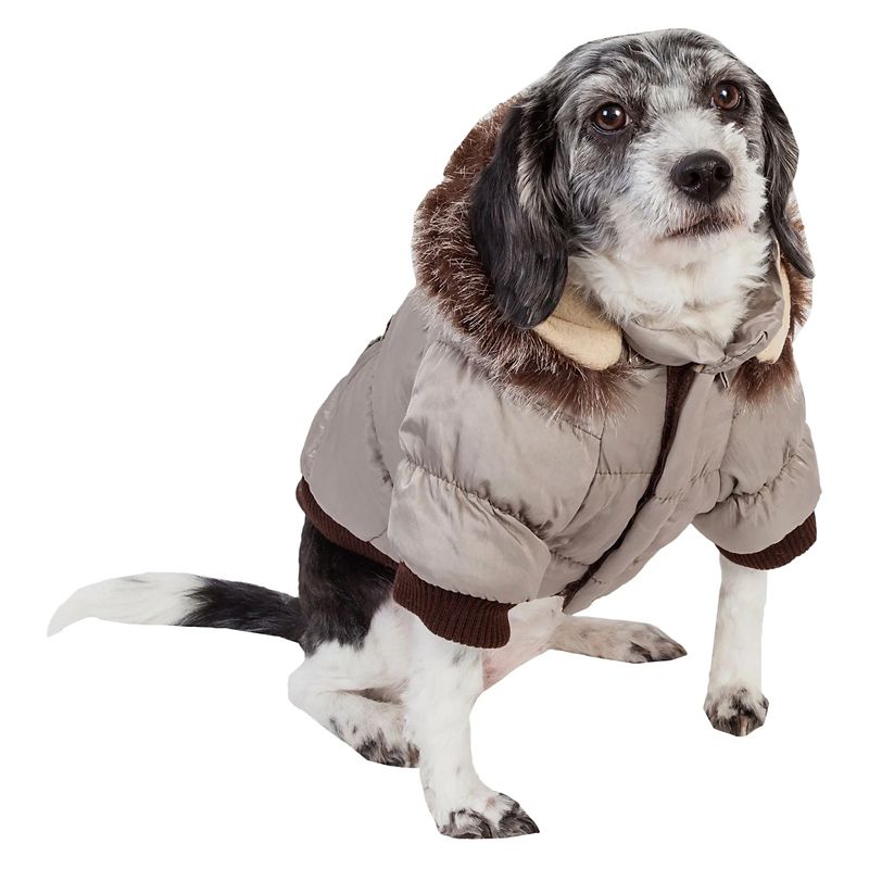 Pet Life Metallic Grey Parka Dog Coat LG -  1672691