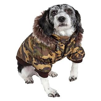 Pet Life Metallic Camouflage Parka Dog Coat