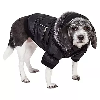 Pet Life Metallic Black Parka Dog Coat