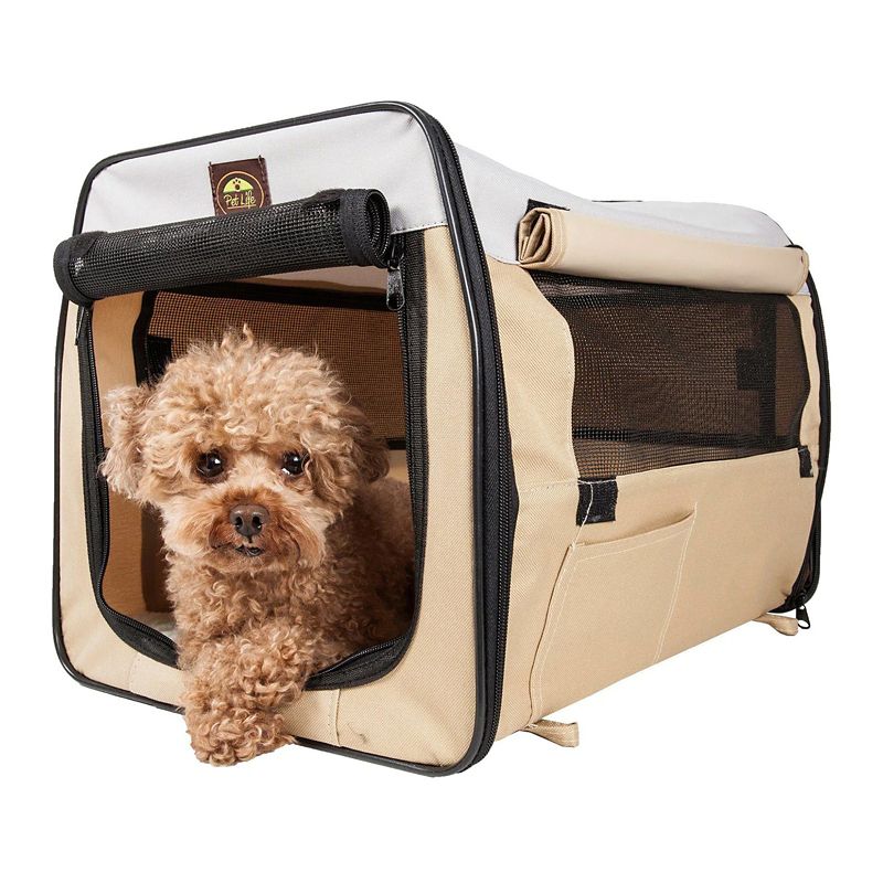 Croft Classic Fabric 24 Soft Dog Puppy Cage Folding Crate with Fleece Liner and Carry Case,Choice of colours Red and beige or Black and beige. Black and Beige 