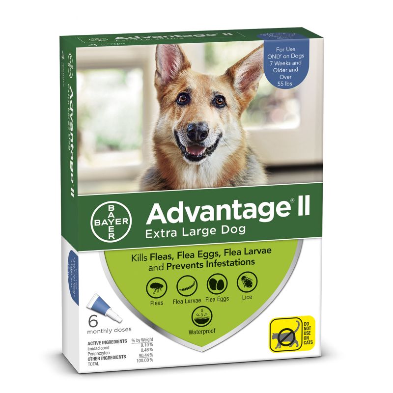 Advantage II Flea Control Dog Treatment - 6 Month Supply - X-Large (Blue) >55-lb dogs