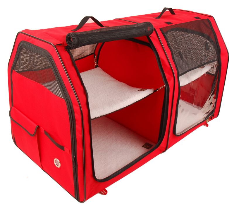One for Pets Portable Double Cat Show House Red (2119-Red-Double 802172004073 Cat Supplies Cat Cages & Kennels) photo