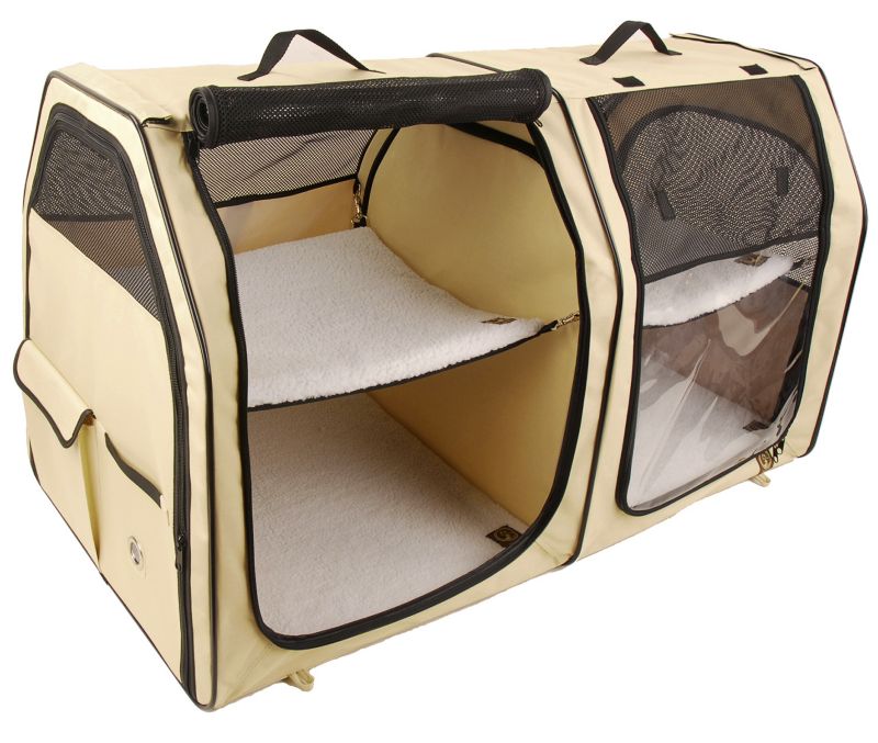 One for Pets Portable Double Cat Show House Cream