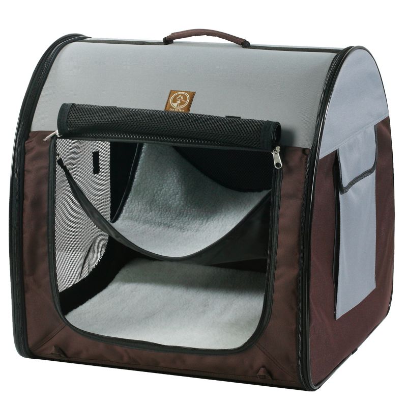 One for Pets Portable Pet Kennel Single Grey-Brown