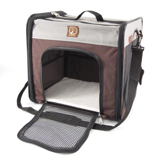 One for Pets Folding Carrier-The Cube Grey-Brown