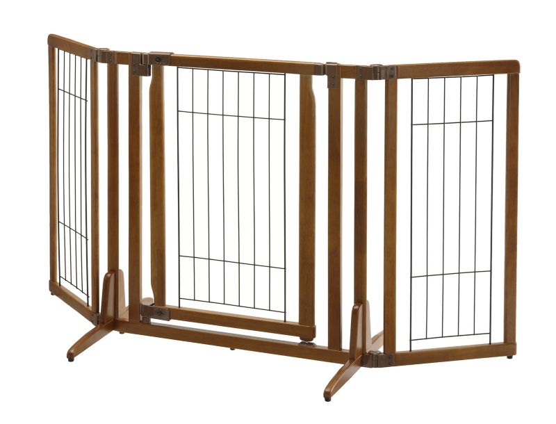 94193 Premium Plus Freestanding Pet Gate with Door - Brown