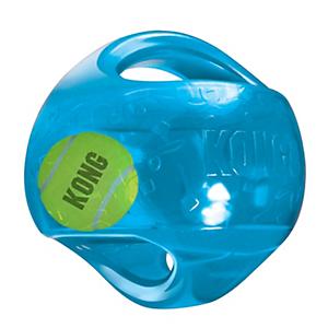 Large Dog Toy Jumbler Ball Shaped Tennis Ball inside 2-in-1 Squeaker Colors Vary 