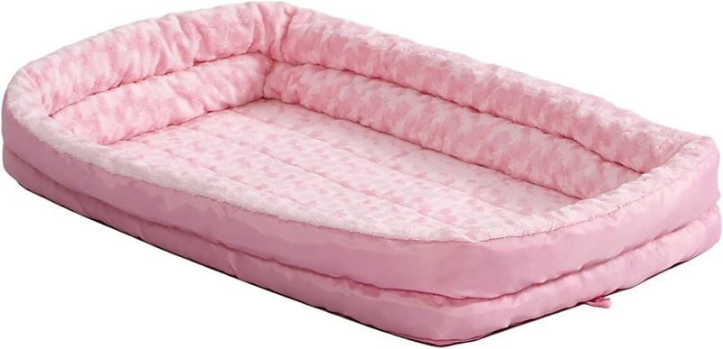 Quiet Time Deluxe Double Bolster Pet Bed Pink 24in