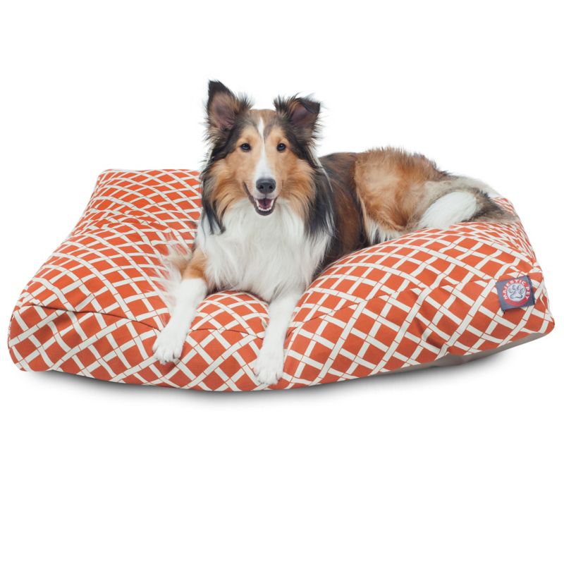 MajesticPet 788995502012 36 x 44 in. Bamboo Rectangle Pet Bed, Burnt Orange