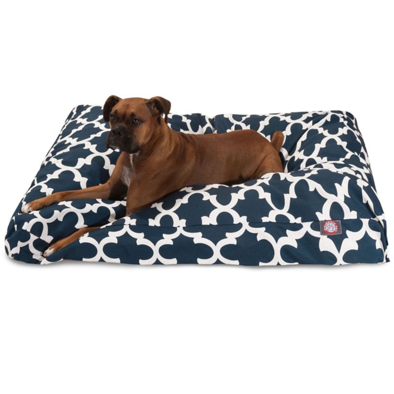 MajesticPet 788995502814 36 x 44 in. Trellis Rectangle Pet Bed, Navy Blue