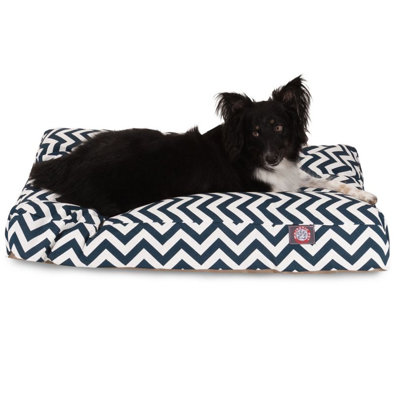 MajesticPet 788995502890 36 x 44 in. Chevron Rectangle Pet Bed, Navy Blue