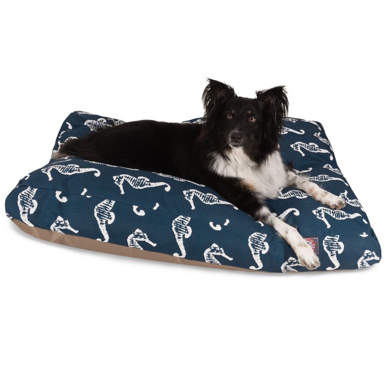 MajesticPet 788995502913 36 x 44 in. Sea Horse Rectangle Pet Bed, Navy Blue