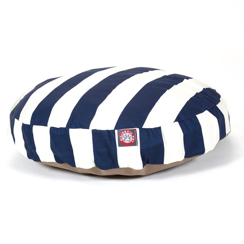 MajesticPet 788995508182 36 in. Vertical Stripe Round Pet Bed, Navy Blue - Medium