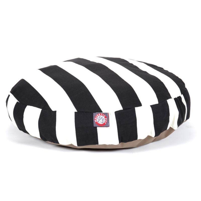 MajesticPet 788995508199 36 in. Vertical Stripe Round Pet Bed, Black - Medium