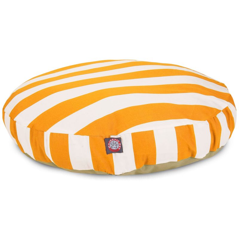 MajesticPet 788995508496 36 in. Vertical Stripe Round Pet Bed, Yellow - Medium