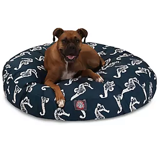 Majestic Outdoor Navy Sea Horse Round Pet Bed