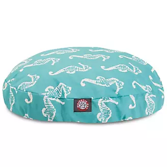 Majestic Outdoor Teal Sea Horse Round Pet Bed