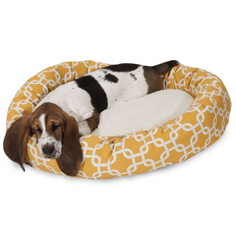Majestic Pet Yellow Links Sherpa Bagel Bed 52 inch (78899554629 788995546290 Dog Supplies Beds Nesting Beds) photo