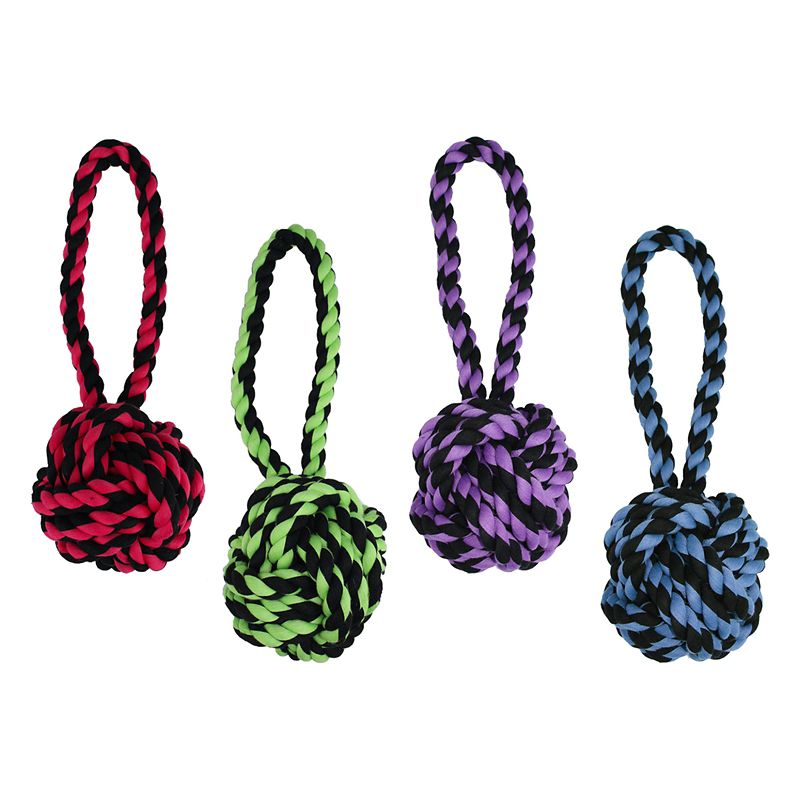 784369295221 20 in. Nuts for Knots Rope Tug with 2 Danglers Toys  Assorted Pack of  3