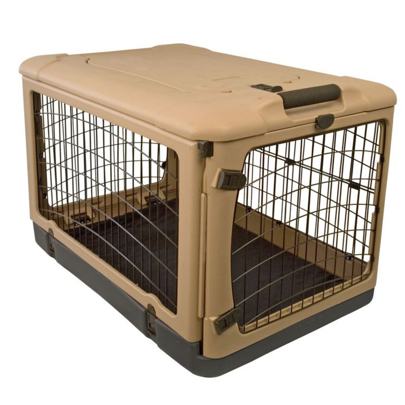 The Other Door Steel Dog Crate w/Pad LG Tan/Black