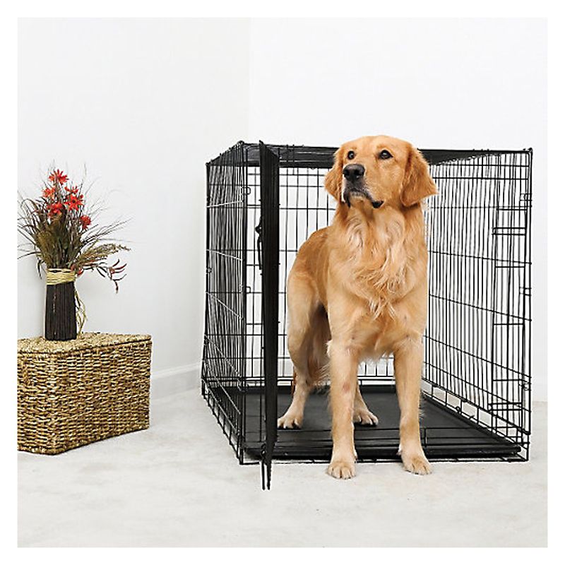 Pet Life Capacious Dual-Expandable Wire Folding Lightweight Collapsible Travel Pet Dog Crate - Khaki - X-Small