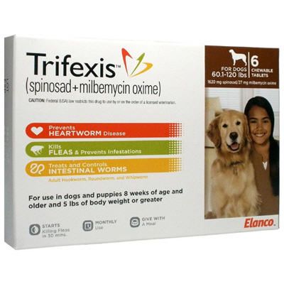 Trifexis Chewable Tablets for Dogs 60-120lbs 6 Mon