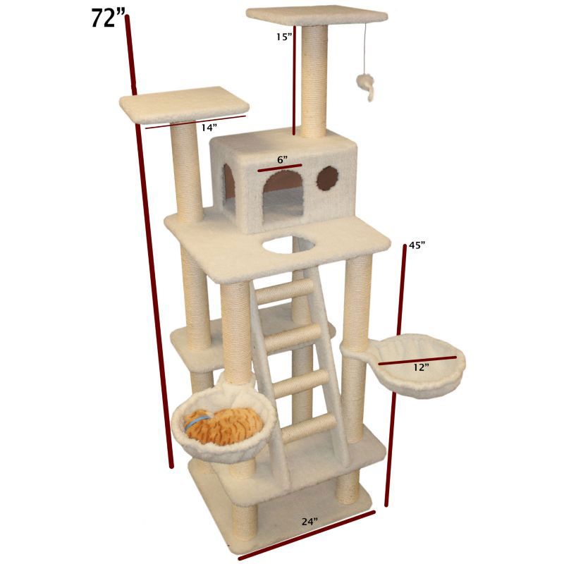 Majestic 72 Inch Bungalow Cat Furniture Tree (78899578017 788995780175 Cat Supplies Cat Houses & Condos) photo