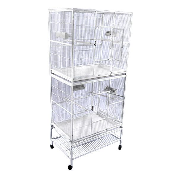 A and E Double Stack Flight Bird Cage White